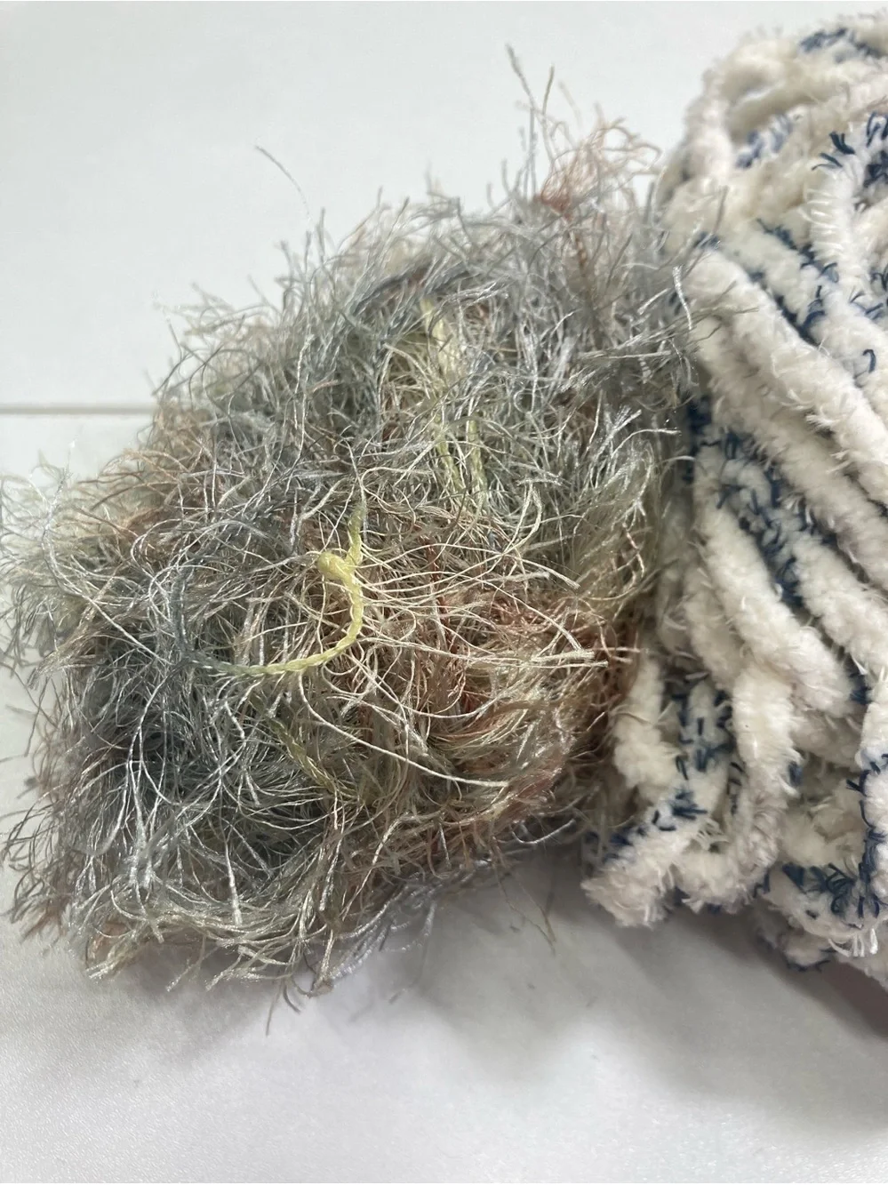 88g Fun Yarn Bundle: Plush Cream & Navy Chenille, Fun Fur, Variegated